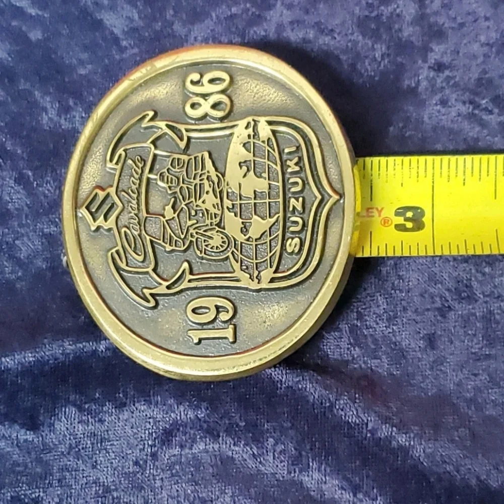 1986 Suzuki Cavalcade Solid Brass Belt Buckle Motorcycle Bike Biker Oval Classic